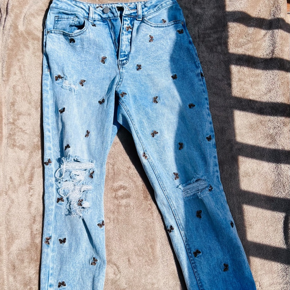Blue Jean butterfly skinnys